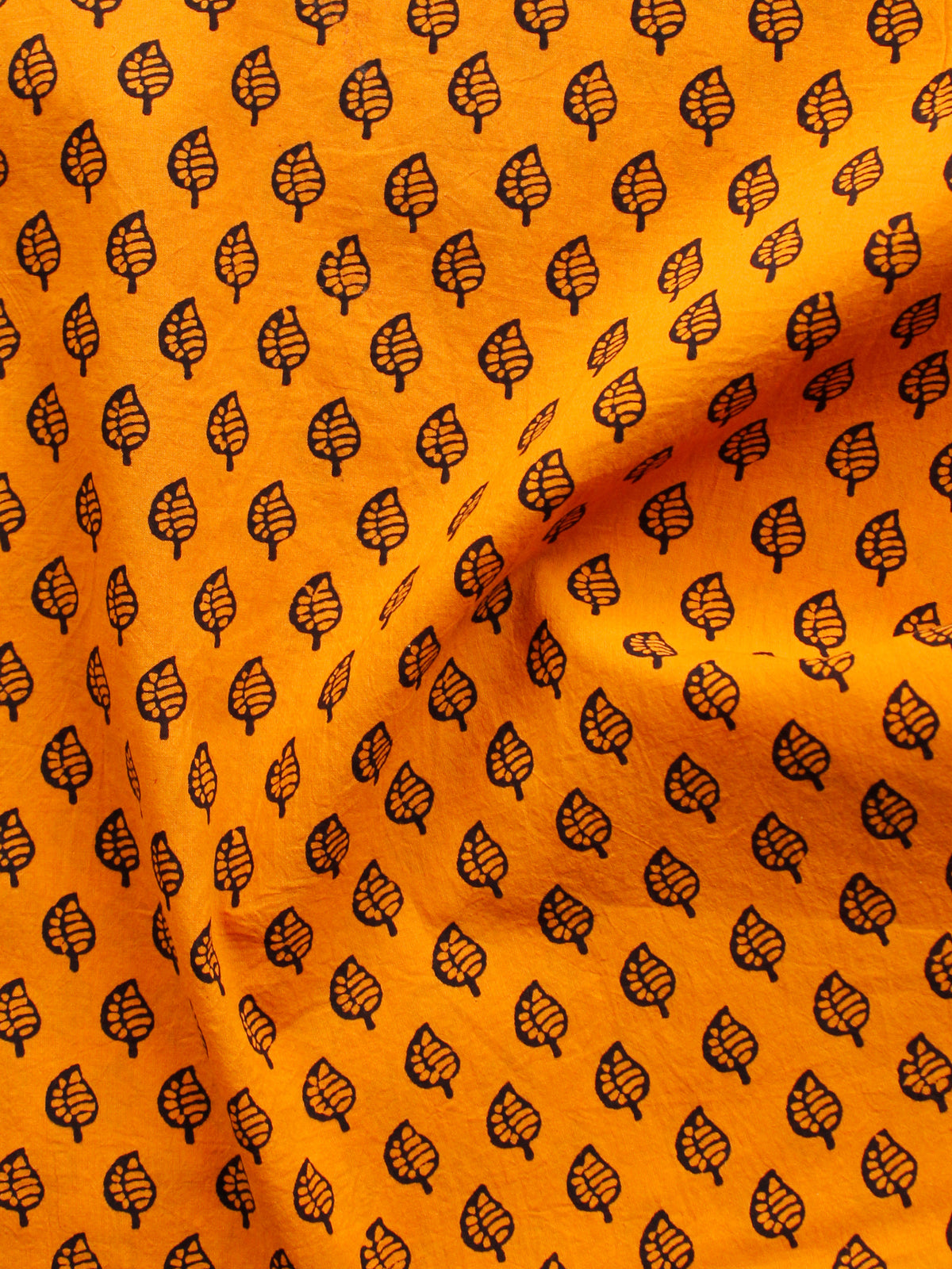 Orange Black Bagh Printed Cotton Fabric Per Meter - F005F1705