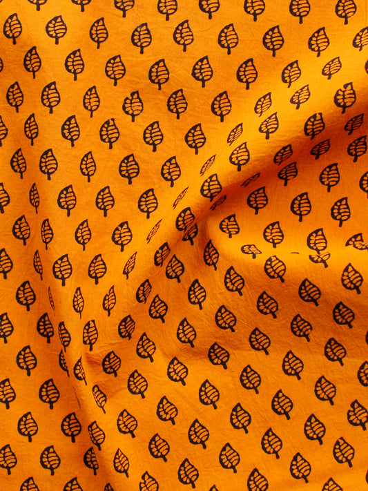 Orange Black Bagh Printed Cotton Fabric Per Meter - F005F1705