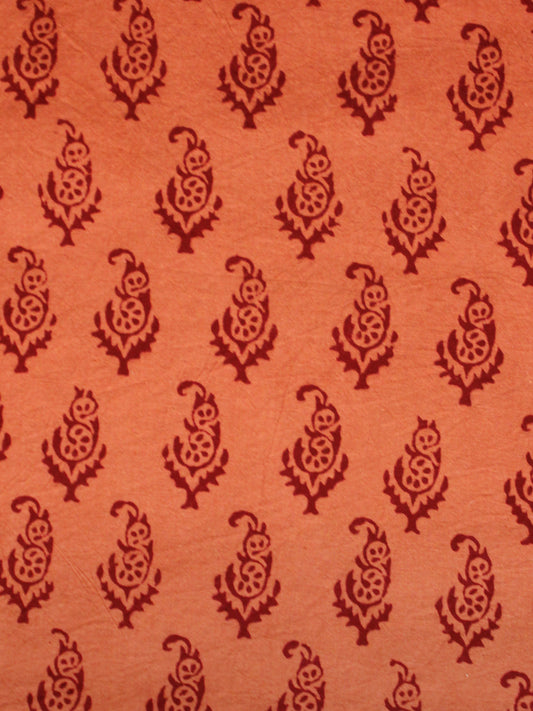 Rust Orange Maroon Bagh Printed Cotton Fabric Per Meter - F005F1708