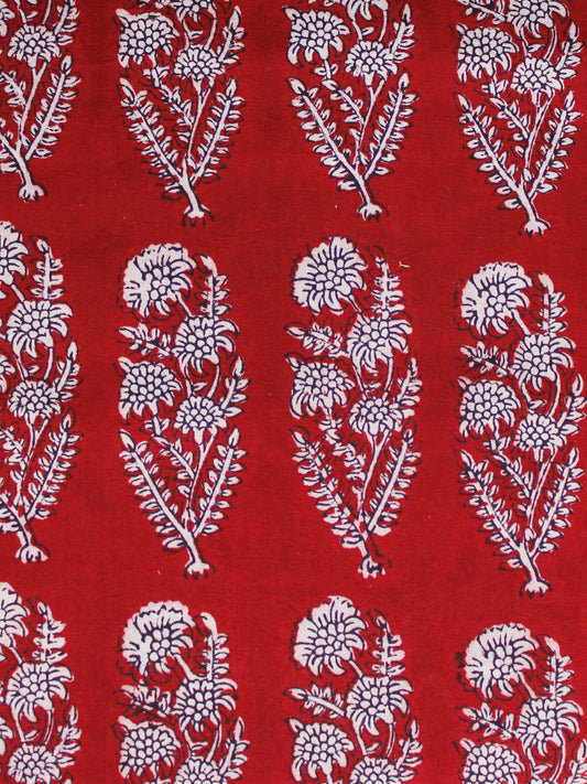 Red Black Ivory Bagh Printed Cotton Fabric Per Meter - F005F1710