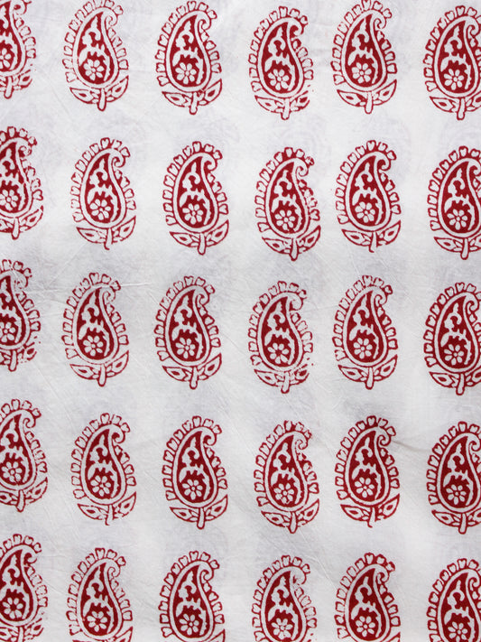 Beige Maroon Bagh Printed Cotton Fabric Per Meter - F005F1711