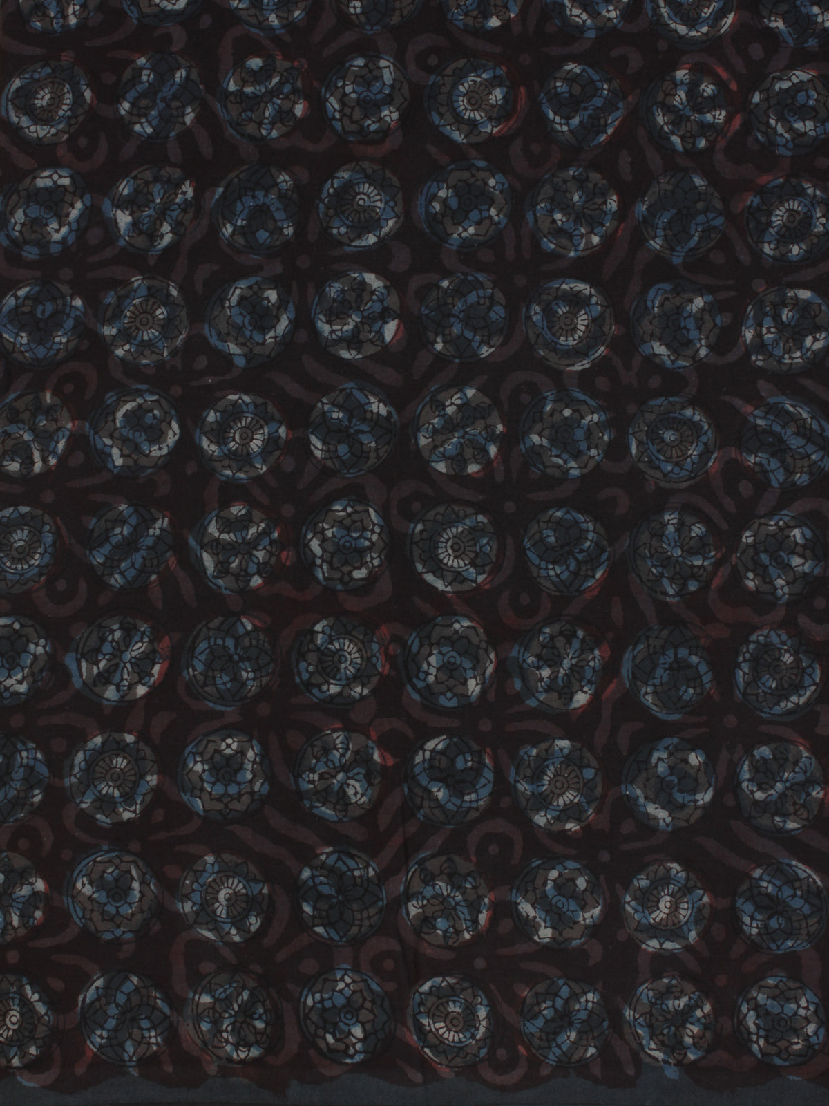 Black Indigo Ivory Hand Block Printed Cotton Fabric Per Meter - F001F2066