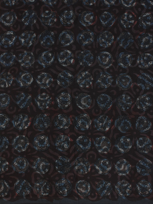 Black Indigo Ivory Hand Block Printed Cotton Fabric Per Meter - F001F2066