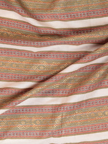 Tan Olive Green Pink Golden Block Printed Cotton Fabric Per Meter - F001F2387