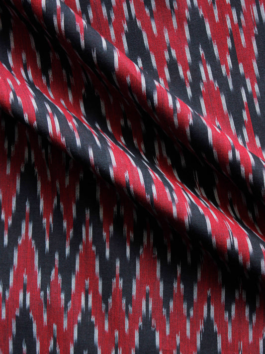 Black Maroon Grey Weaved Ikat Mercerised  Fabric Per Meter - F002F1415