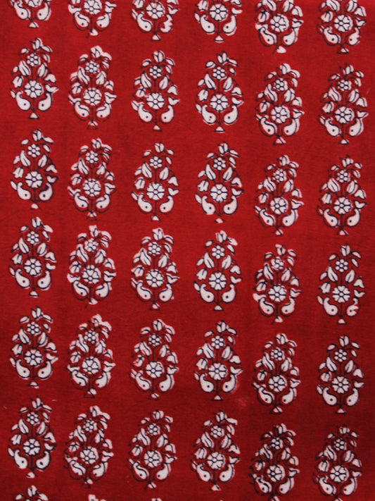 Red Black Beige Bagh Printed Cotton Fabric Per Meter - F005F1712