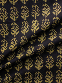 Black Olive Green Bagh Printed Cotton Fabric Per Meter - F005F1715