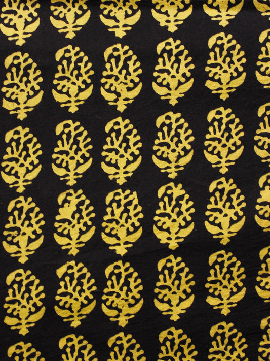 Black Yellow Bagh Printed Cotton Fabric Per Meter - F005F1717