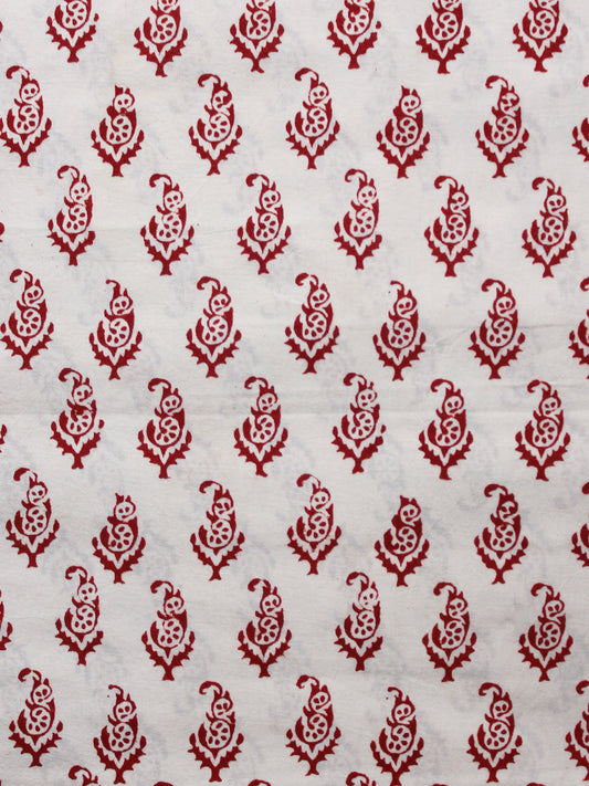 Beige Maroon Bagh Printed Cotton Fabric Per Meter - F005F1719