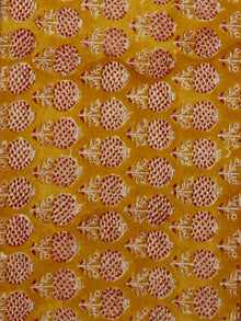 Mustard Yellow Maroon Hand Block Printed Cotton Fabric Per Meter - F001F782