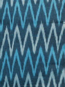 Blue Ivory Pochampally Hand Woven Ikat Fabric Per Meter - F002F949