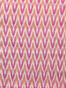 Ivory Pink Brown Pochampally Hand Weaved Ikat Mercerised Fabric Per Meter - F002F1567