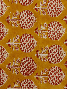 Mustard Yellow Maroon Hand Block Printed Cotton Fabric Per Meter - F001F782