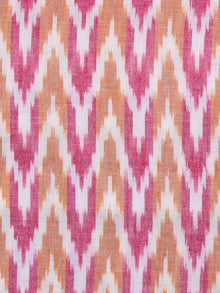 Ivory Pink Brown Pochampally Hand Weaved Ikat Mercerised Fabric Per Meter - F002F1567