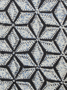 Black Ivory Hand Block Geometric Printed Cotton Fabric Per Meter - F001F1345