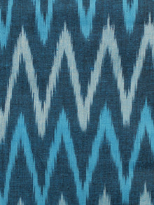 Blue Ivory Pochampally Hand Woven Ikat Fabric Per Meter - F002F949