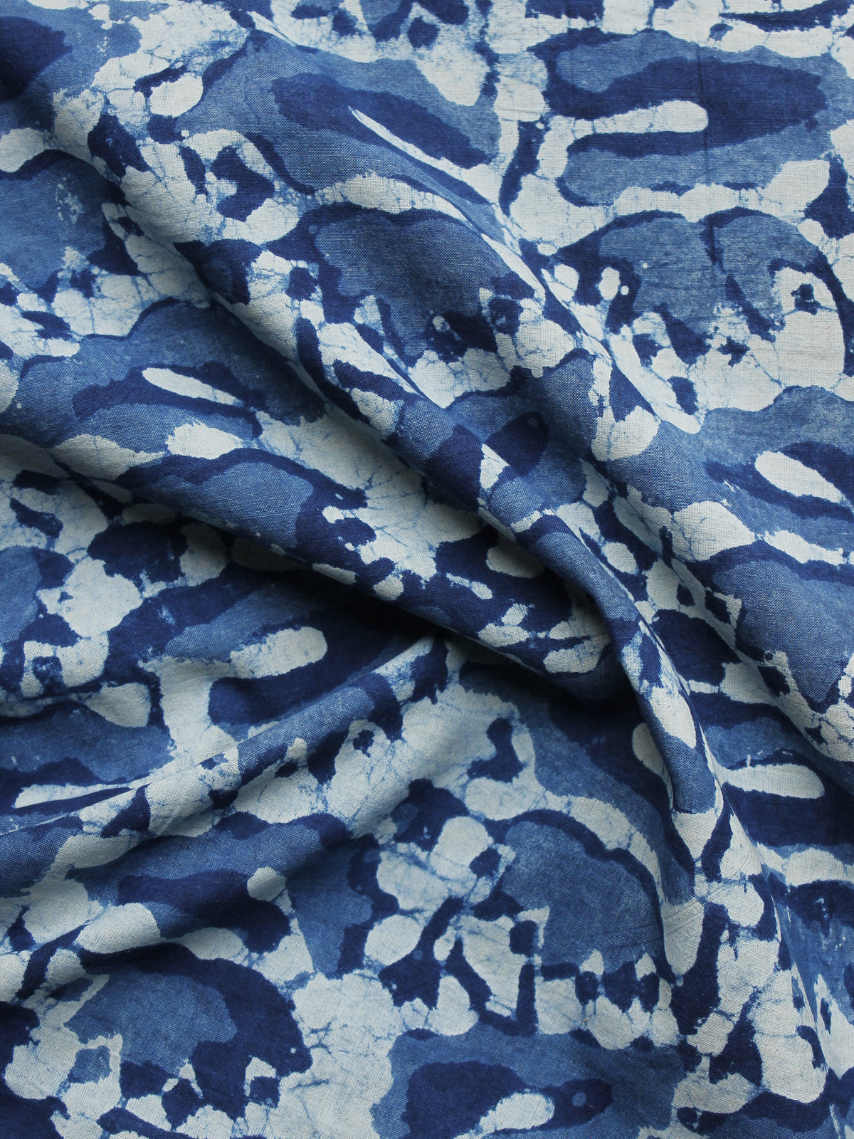 Indigo Ivory Hand Block Printed Cotton Fabric Per Meter - F001F1105