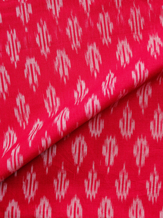 Red Grey Pochampally Hand Weaved Ikat Mercerised  Fabric Per Meter - F002F1416