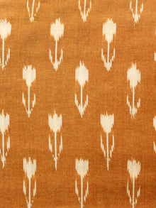 Mustard Cream Hand Woven Double Ikat Handloom Cotton Fabric Per Meter - F002F1569