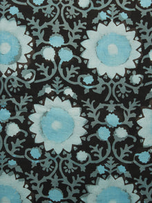 Black Blue Ivory Hand Block Printed Cotton Fabric Per Meter - F001F1062