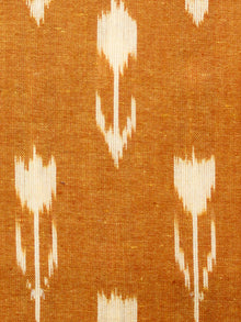 Mustard Cream Hand Woven Double Ikat Handloom Cotton Fabric Per Meter - F002F1569