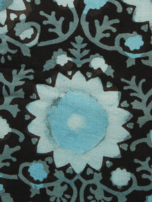 Black Blue Ivory Hand Block Printed Cotton Fabric Per Meter - F001F1062