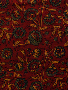 Maroon Green Mustard Ajrakh Hand Block Printed Cotton Blouse Fabric - BPA0122