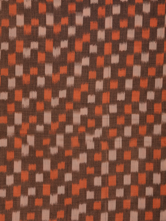 Brown Rust Ivory Pochampally Hand Weaved Ikat Mercerised Cotton Fabric Per Meter - F002F1751