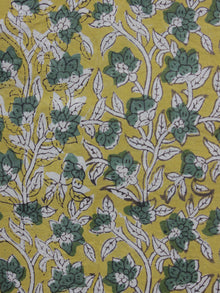 Mustard Yellow Military Green Ivory  Hand Block Printed Cotton Fabric Per Meter - F001F1132