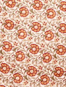 Ivory Brown Grey Hand Block Printed Cotton Fabric Per Meter - F001F1890