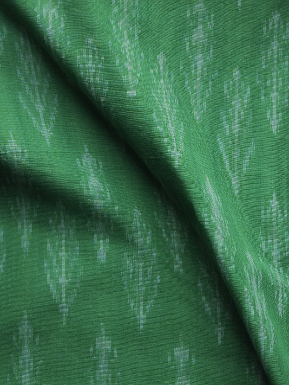 Green Ivory Pochampally Hand Weaved Ikat Mercerised Cotton Fabric Per Meter - F002F1034