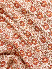 Ivory Brown Grey Hand Block Printed Cotton Fabric Per Meter - F001F1890