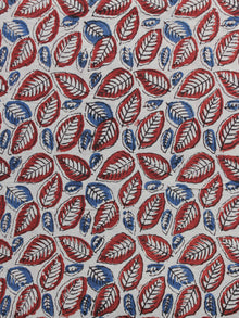 Ivory Red  Blue Hand Block Printed Cotton Fabric Per Meter - F001F1133