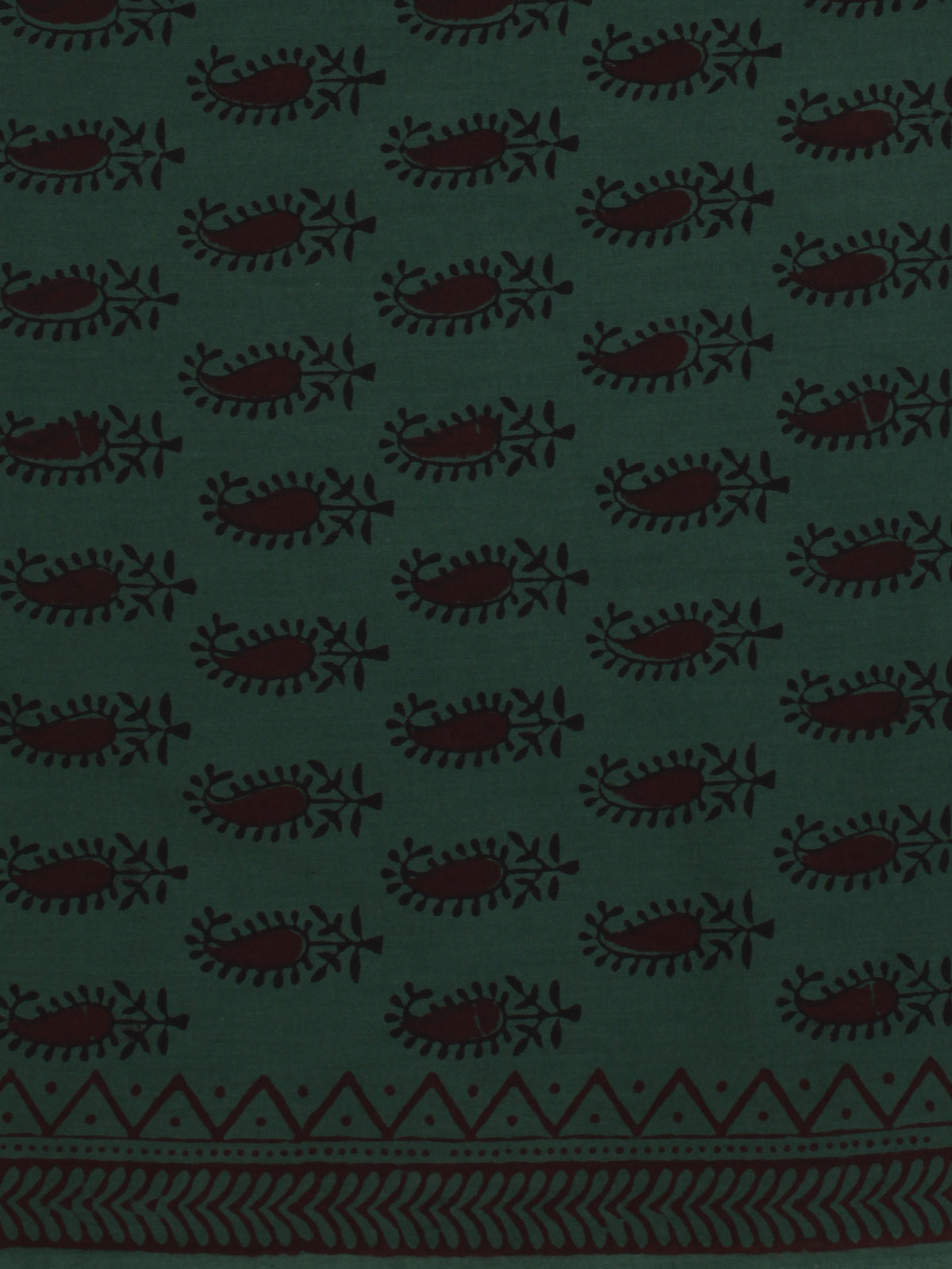 Bottle Green Maroon Bagh Printed Cotton Fabric Per Meter - F005F2070