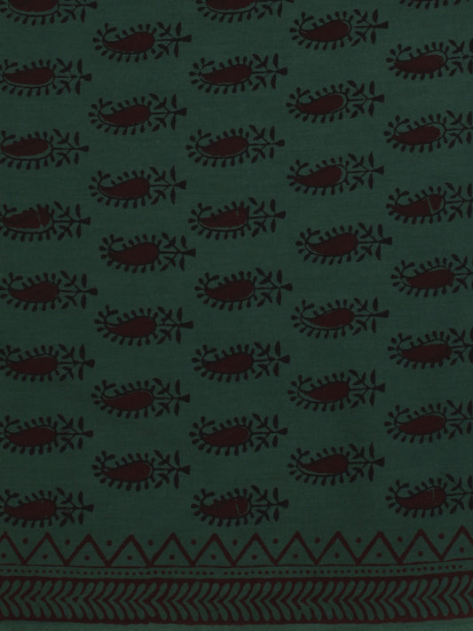 Bottle Green Maroon Bagh Printed Cotton Fabric Per Meter - F005F2070