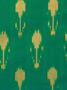 Green Yellow Pochampally Hand Weaved Ikat Mercerised Fabric Per Meter - F002F1572