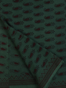 Bottle Green Maroon Bagh Printed Cotton Fabric Per Meter - F005F2070