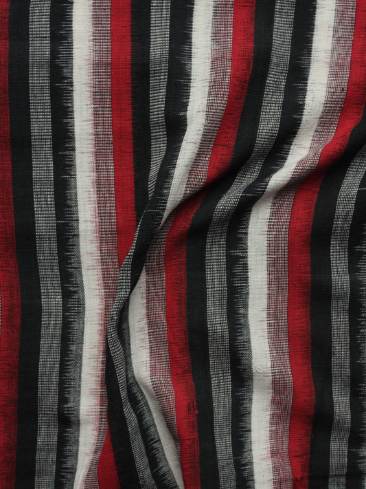 Black Ivory Red Pochampally Hand Woven Double Ikat Fabric Per Meter - F002F917