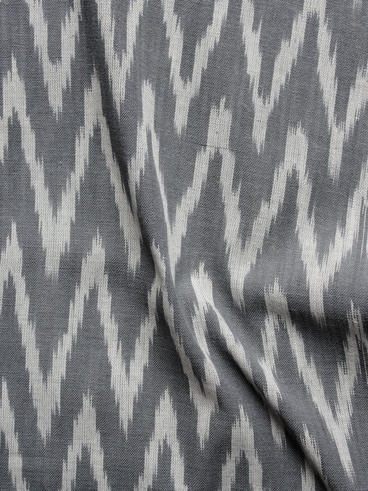 Grey Ivory Pochampally Hand Woven Ikat Fabric Per Meter - F002F951