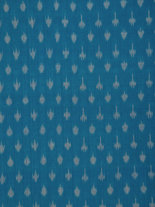 Blue Grey Pochampally Hand Weaved Ikat Mercerised Cotton Fabric Per Meter - F002F1753