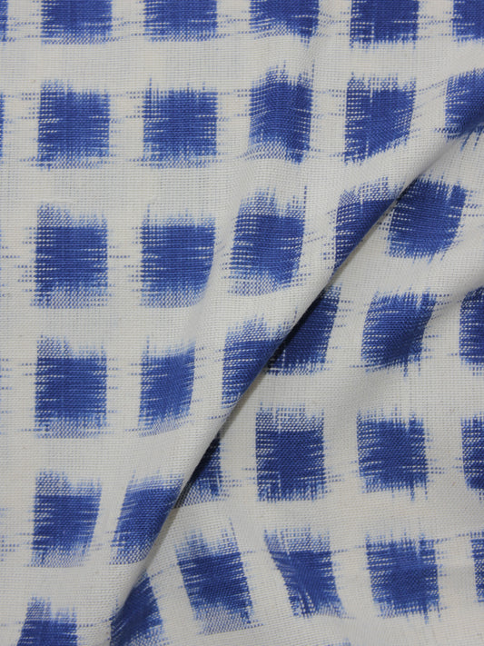 Navy Blue Ivory Pochampally Hand Woven Double Ikat Fabric Per Meter - F002F918