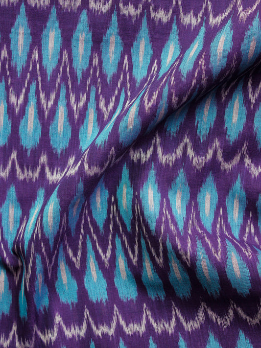 Purple Turquoise Grey Pochampally Hand Weaved Ikat Mercerised  Fabric Per Meter - F002F1420