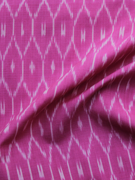 Pink Ivory Pochampally Hand Weaved Ikat Mercerised Cotton Fabric Per Meter - F002F1036