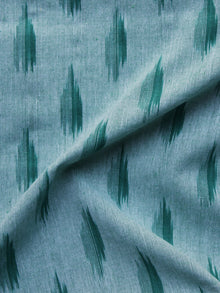 Cyan green Pochampally Hand Weaved Ikat Fabric Per Meter - F003F1229