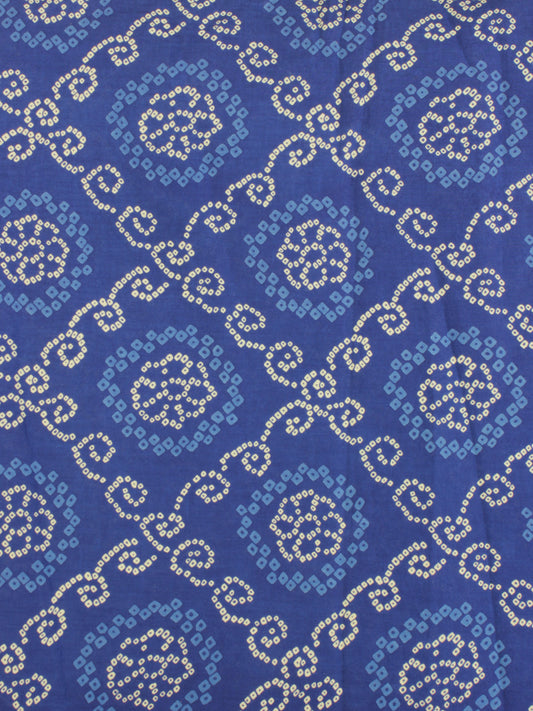 Indigo Ivory Bandhini Hand Block Printed Cotton Fabric Per Meter - F001F2054