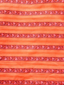 Peach Pink Orange  Hand Block Printed Cotton Fabric Per Meter - F001F1927