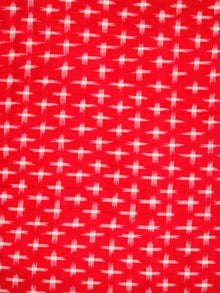 Red Ivory Hand Woven Double Ikat Handloom Cotton Fabric Per Meter - F002F1948