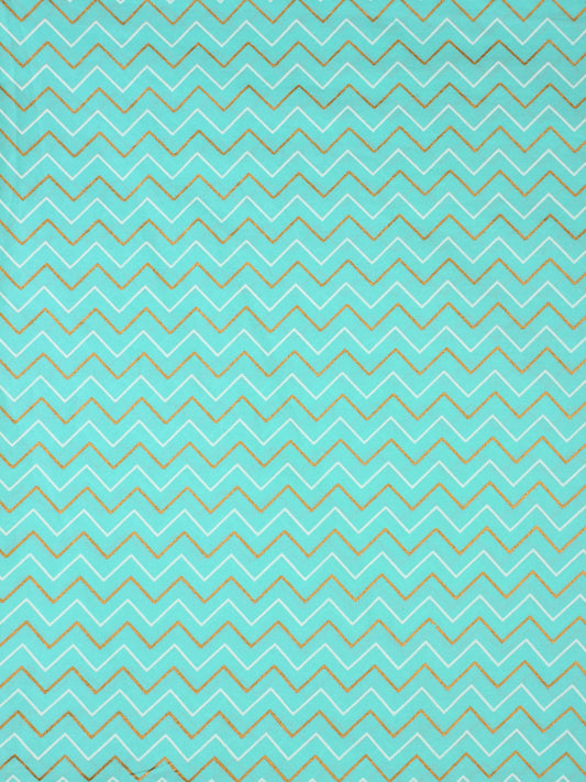 Sea Green White Golden Hand Block Printed Cotton Fabric Per Meter - F001F2283