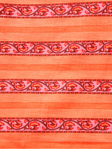 Peach Pink Orange  Hand Block Printed Cotton Fabric Per Meter - F001F1927