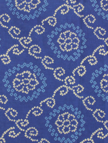 Indigo Ivory Bandhini Hand Block Printed Cotton Fabric Per Meter - F001F2054